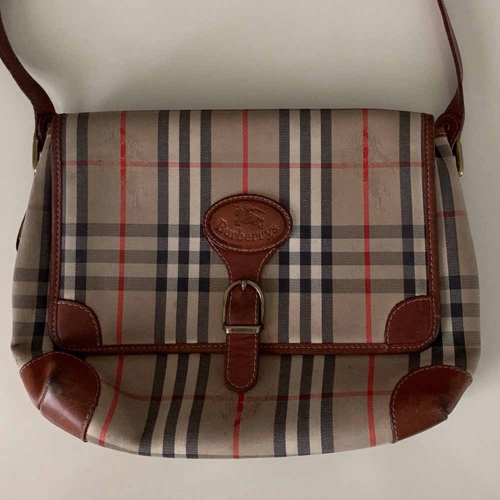🚫SOLD•E🅱️🅰️Y🚫 Authentic Vintage Burberry Haymarket Check Crossbody Bag - Picture 3 of 13
